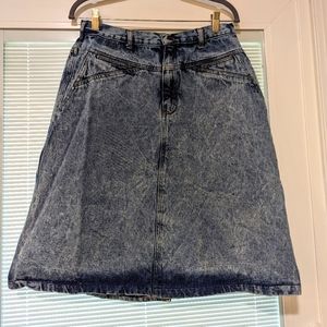 True VINTAGE 80s Acid Washed Denim Skirt fits 12/14